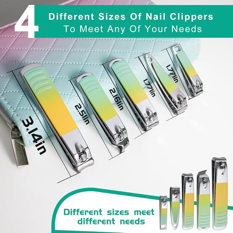 Red Flow Manicure Set 30 in 1 Nail Clippers Set,Nail Manicure Kit for Women, Toenail Clippers,Pedicure Kit,Pedicure Tools,Suitable for Travel Manicure Tools,Toe Nail Kit,Nail Care Kit(Yellow Green) - Image 3